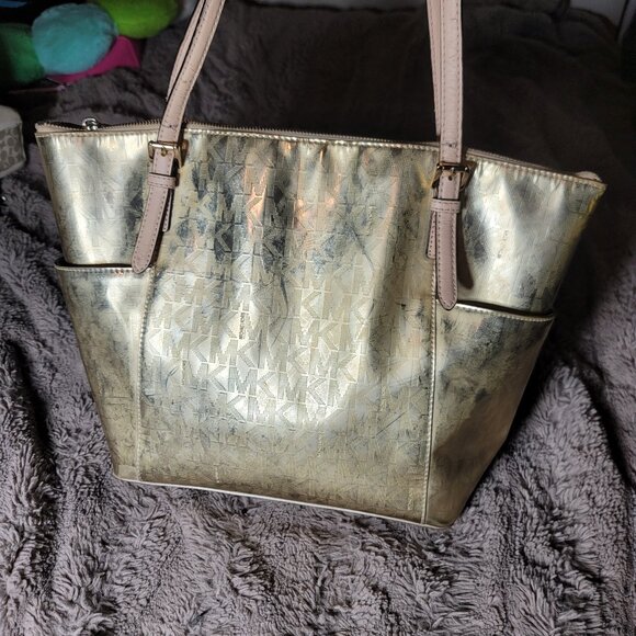 Michael Kors Metallic Gold Shoulder Bag - Picture 1 of 8
